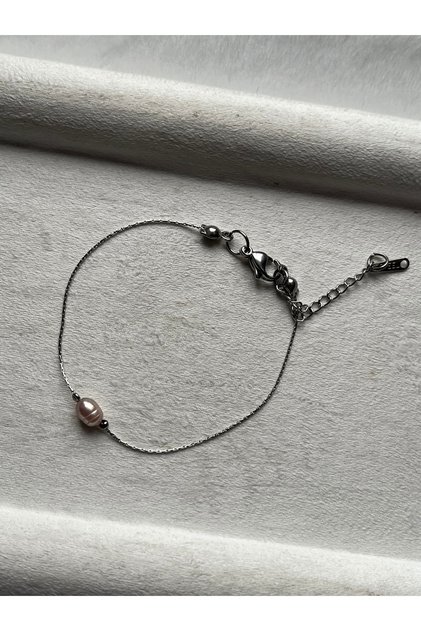 Real Purple Pearl Steel Bracelet Handmade Non Tarnish