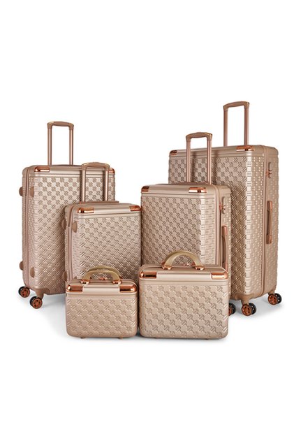 طقم شنط سفر مكون من 6 حقائب أمتعة بمقاس 32"/28"/24"/20"/15"/12 انش بتصميم حديث لون ذهبي