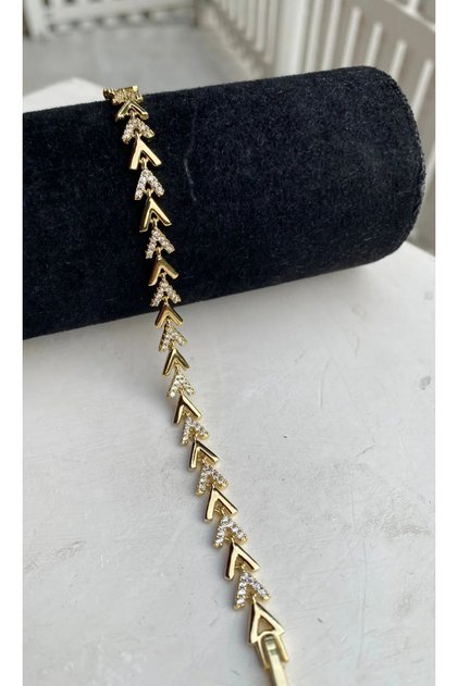 Gold Ok Motif Stone Women's Bracelet Premium Tarnish-Resistant Series