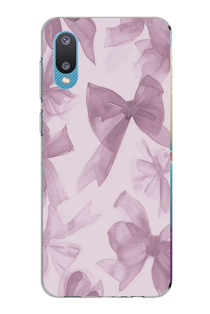 Samsung Galaxy A02 Compatible Violet Tone Bow Printed Silicone Case