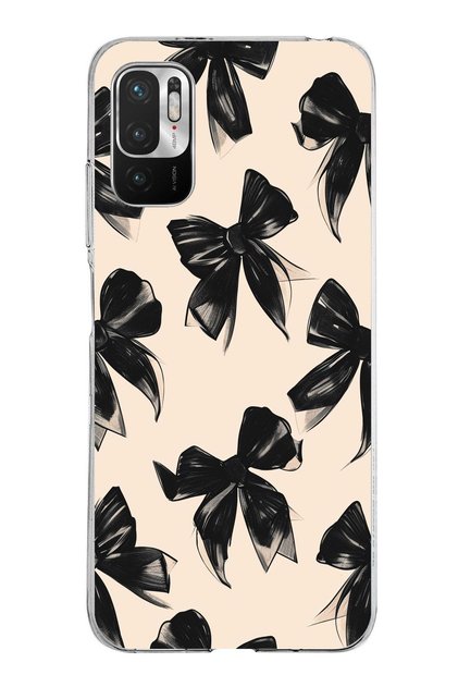 Redmi Note 10 5g Compatible Black Bow Ribbon Printed Silicone Case