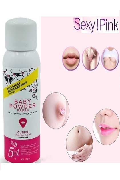 Baby Powder Pembe Sprey Yüz,Dudak, Vücut, Hassas Bölge, Diz, Dirsek, Göğüs Ucu Beyazlatma Kremi