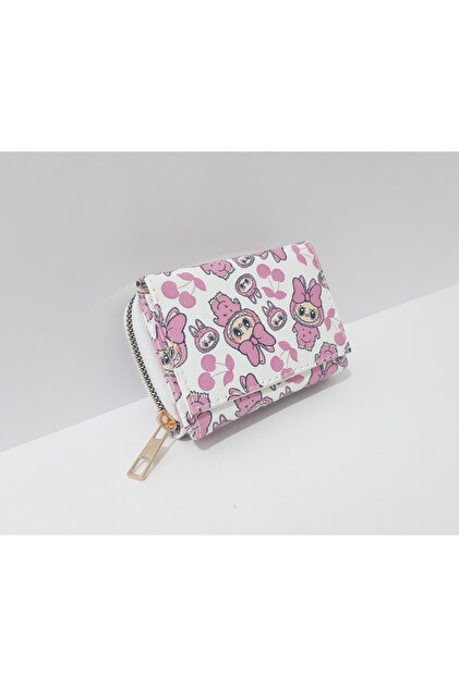 Children's Wallet 11X8X4 cm Pink Labubu Patterned Children's Wallet