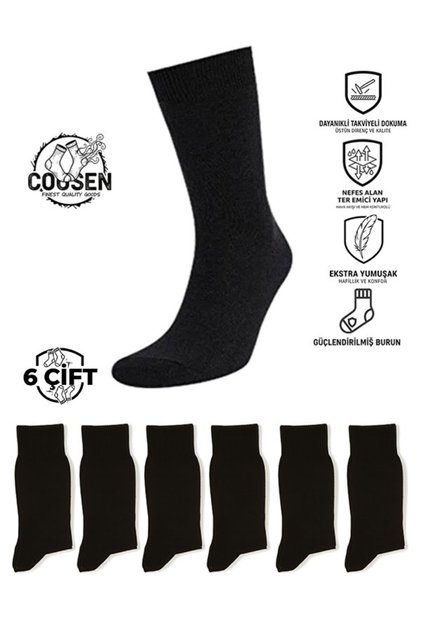 6 Pairs of Classic Black Socks Clas Design Cotton and Daily Comfort