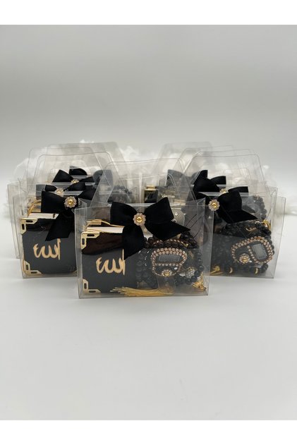 10 Pieces Mini Quran in a Bag-Looking Box, Pearl Prayer Beads and Stone Dhikr Mat Gift Set