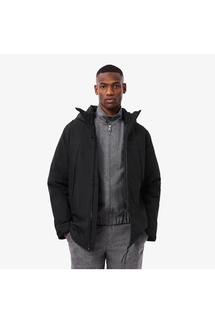 Erkek Classic Fit Kapüşonlu Siyah Mont