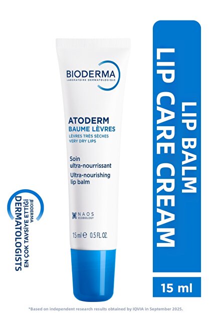 Atoderm Lip Balm Dry, Chapped Lip Nourishing Moisturizing Lip Cream with Avocado and Shea Butter 15 ml