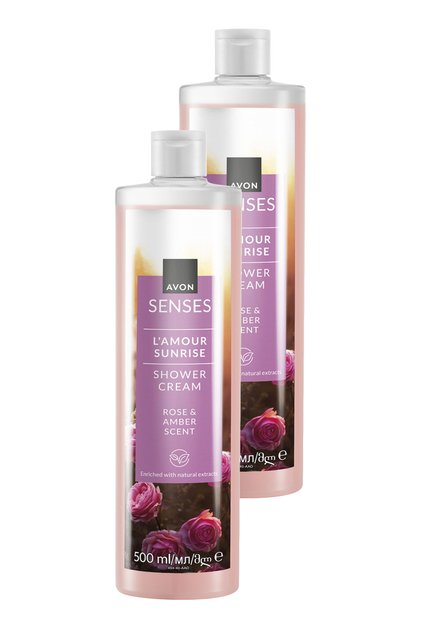 Senses L'amour Sunrise Rose and Amber Scented Cream Shower Gel 500 mlSet of Two