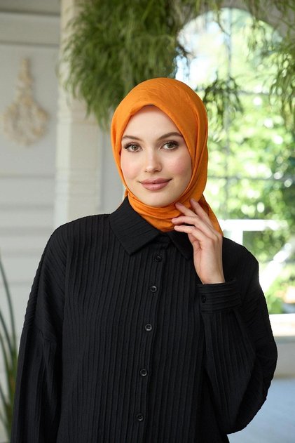 Plain Pattern Voile Scarf Orange Voile Silk Scarf - 10100-23