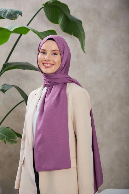 Alesa Pattern Silky Jacquard Shawl Violet 9003-21
