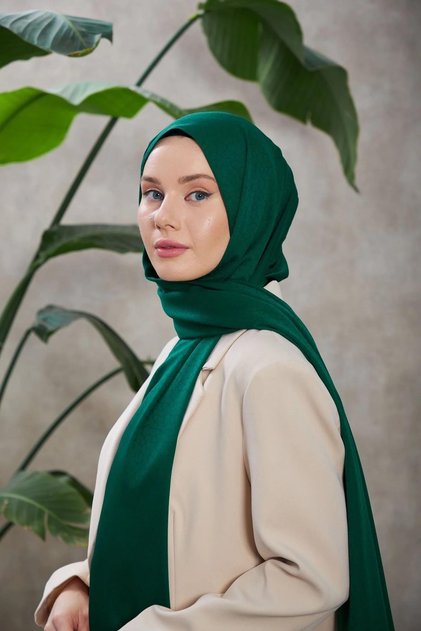 Alesa Pattern Silky Jacquard Shawl Emerald Green 9003-13