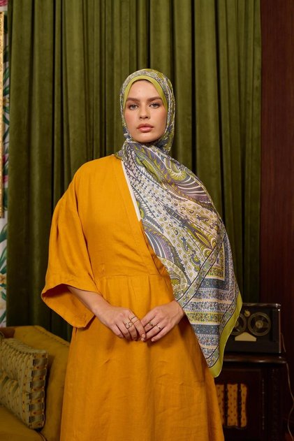 Marrakech Koleksiyon Soft Şal Yağ Yeşili 3047-15