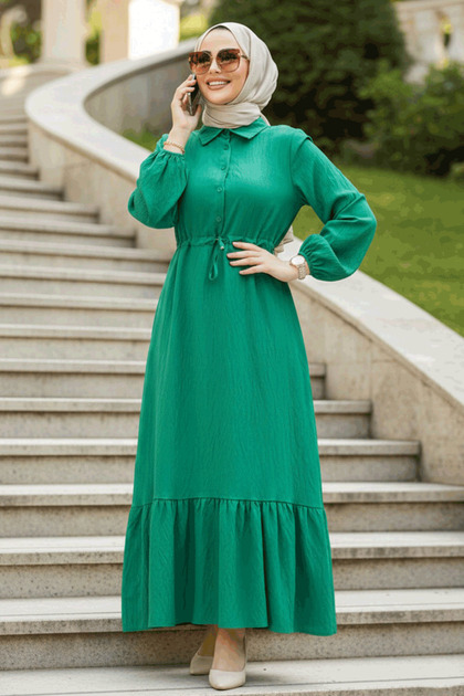 green dress hijab style Modest Olive Green Evening Dress  Quzey
