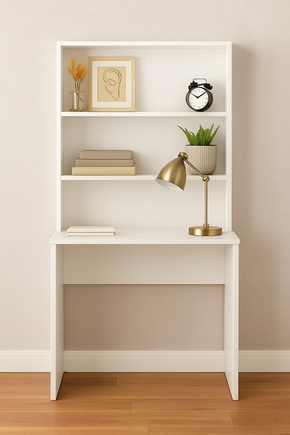 Modern Üst Modüllü Çalışma Masası Kitaplıklı Bilgisayar Masası | 151x71x45 cm | MDF Ev Ofis Çalışma Masası