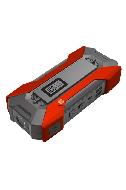 Pornitor auto portabil multifuncțional MOOD (BE AUTHENTIC), pentru motoare pe benzină/diesel, capacitate 37000mWh, 12V, 8/5 L, 17.5X8.2X4.2 cm, negru/roșu
