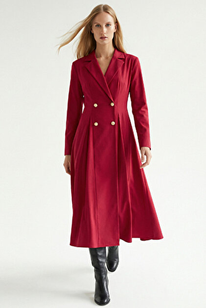 slim fit dress slacks Miley - Red Gold Button Double Breasted Blazer Dress | Blazer Dresses
