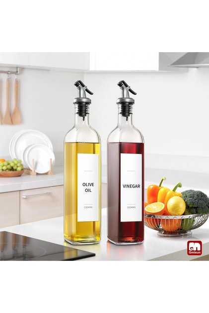 750ml Liquid Olive Oil Bottle - Set of 2, Transparent Oil Bottle Holder, None