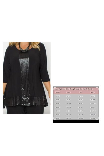 Women's Plus Size Black Mirror Sequined Blouse