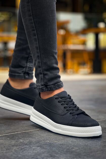 Zrc2401 top quality lace-up daily comfortable men's sports shoes black white