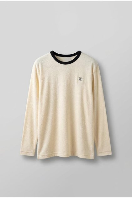 Men's Contrast Detailed Oversize Basic Sweatshirt Cream