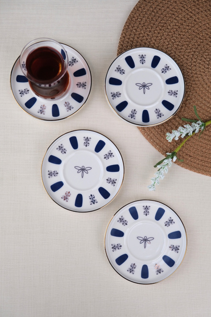 Plate House Porcelain Acem Zade Navy Blue Tea Plate 12,5cm Set of 4