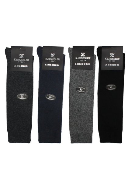 Men's Lambswool Wool Thermal Winter Towel Thick Multi-Colored 4-Pack Below Knee Socks