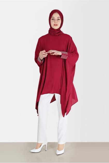 Asymetric Cut Tunic with Stone Sleeves Print 40858