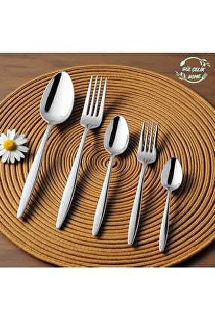 KAVEH 30 Parça 6 Kişilik 18/10 Kalite Çatal Kaşık Seti Alvina