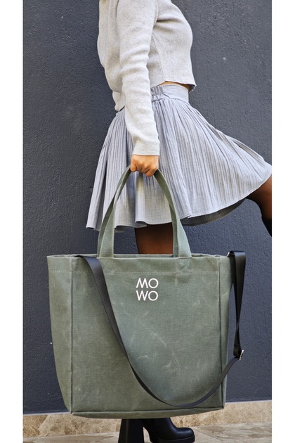 Mumlu Canvas Oversize Tote Bag Kadın Çantası KHAKI - 13 FARKLI ASKI RENGİ SEÇENEĞİ
