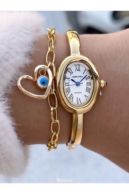 Vintage Model in Special Gift Box, Minimal, Original Box, Yellow, Women's Watch Bracelet