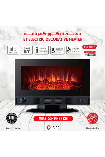 دفاية ديكور كهربائية بقدرة 1800 واط مع بلوتوث ومؤثر لهيب موديل DLC-36339