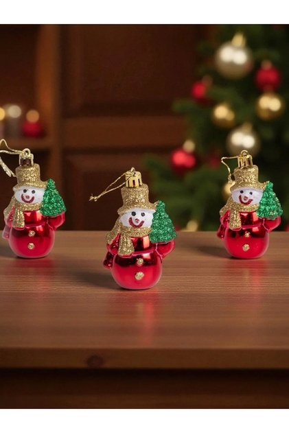 Snowman Tree Ornament Christmas Tree 3-Piece Pine Tree Ornament Christmas Ornament Tree in Hand