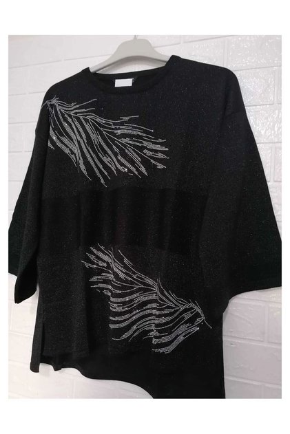 1st quality knitwear, shiny, three-quarter sleeve, relaxed fit, cotton sweater