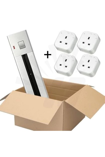 Silver extension cord package with four silver 60cm plugs