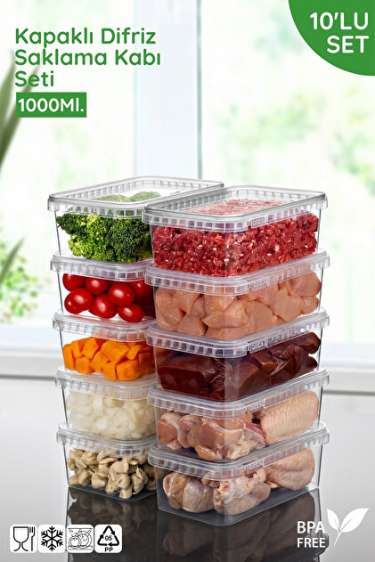 Nandy Home 1000Ml. Box Kapaklı Difrizde Kullanılabilen Saklama