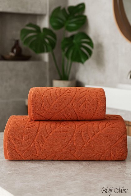 Banyo & Yüz Havlusu Seti Dokulu %100 Pamuk 90x150 + 50x90 cm – Foliva