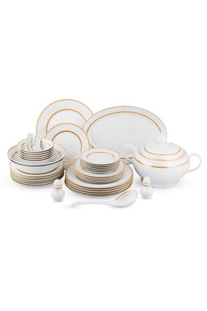 ✨ Luxury Porcelain Dinnerware Set – 45 Pieces ✨ Elegant white with sophisticated gold accents… Perfect for 6 people 🤍