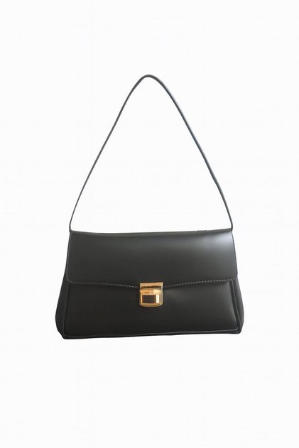 Bow Lockable Baguette Bag Black