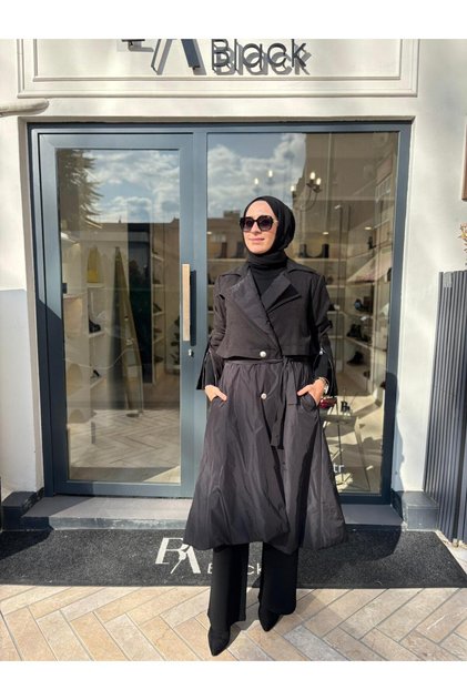 38403 Fermuar Detaylı Kadın Kap Siyah