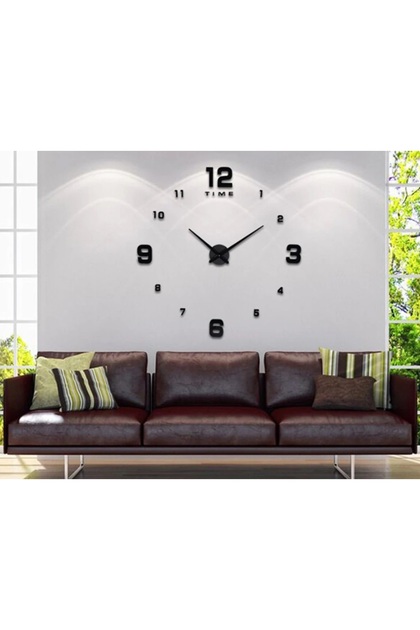 Ceas negru decorativ de perete, 3D, 130 cm
