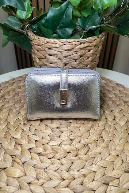 Women's Silver Wallet - Card Holder Detail, Small Size - Fibag