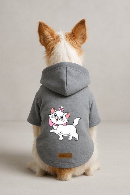 Printed Dog and Cat Clothing & Dress with Fleece Inside - Gray Color K Hooded Hoodie B05F2