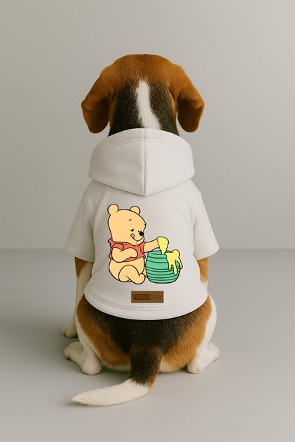 Printed Dog and Cat Clothing & Dress with Fleece Inside - White Color K Hooded Hoodie B0F8F