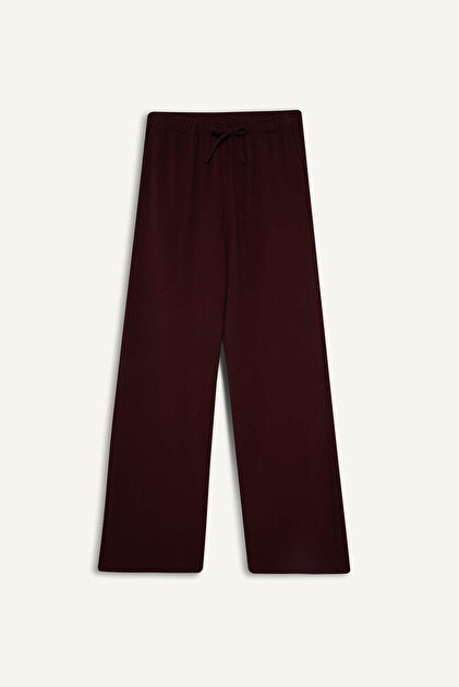 Pantaloni Palazzo din material textil, cu picior larg, talie elastică, cu șireturi și buzunare C1428AX25AU