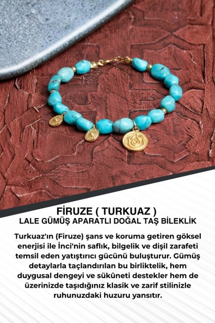 Turquoise (Turquoise) Tulip Natural Stone Bracelet with Silver Apparatus