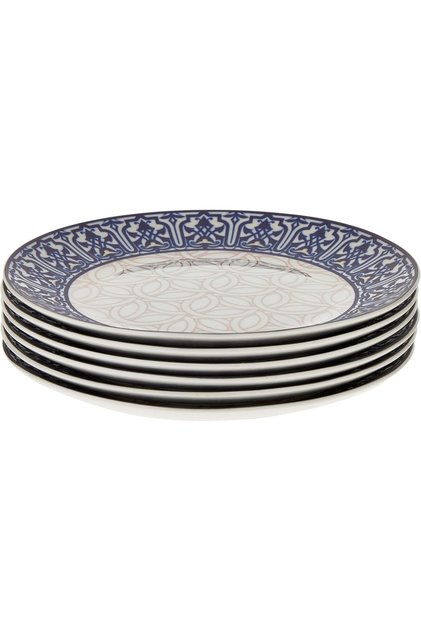 Dessert Plate Set Of 6 Pc, Istikana, Porcelain, Assorted Decorated Design