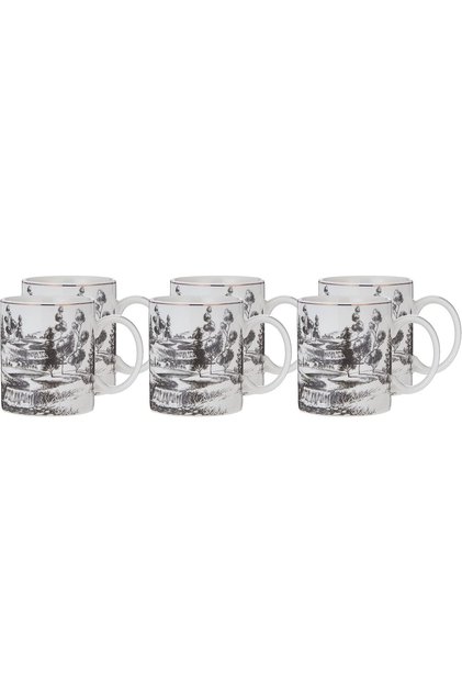 Istekana Tea Mug Set 6Pc, Porcelain, Assorted Color Decorated Design