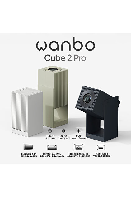 wanbo Cube 2 Pro Projeksiyon Cihazı 500 Ansi - Beyaz - Fiyatı