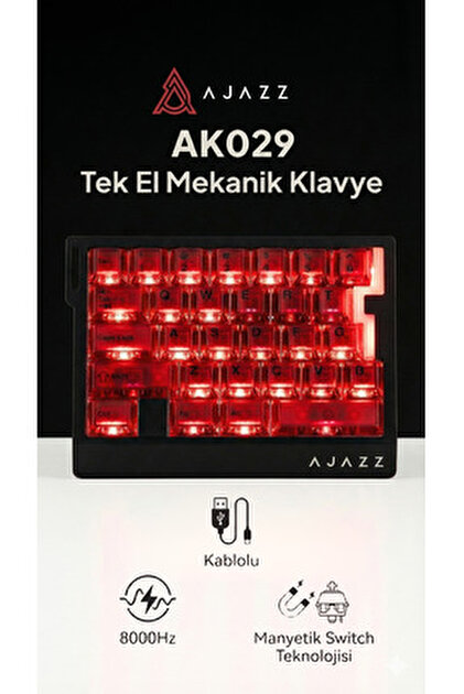 Ajazz AK029 Tek El Kablolu Manyetik Switch Oyun Klavyesi- RGB-29