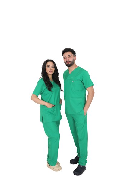 D/114 Unisex Doctor Nurse Student Alpaca Fabric Scrubs Set